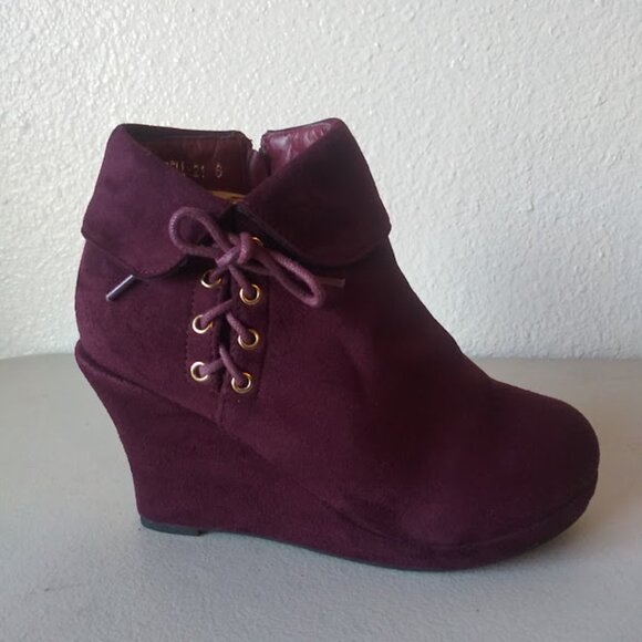 Top Moda Odell women's size 6 Plum color ankle boots - Picture 4 of 13